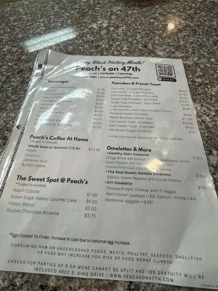 Peach's Restaurant - Chicago, IL menu_pic