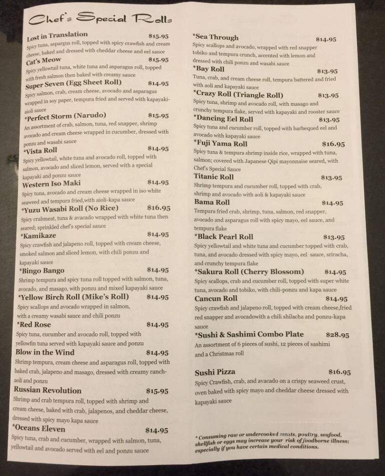 Master Joe's Sushi - Orange Beach, AL menu_pic