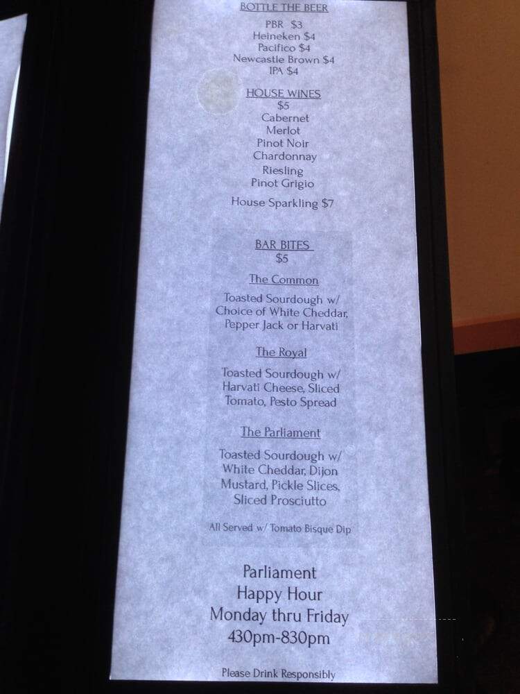 Parliament - Oakland, CA menu_pic