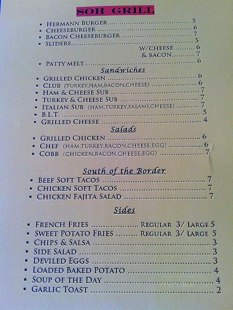 Sons of Hermann Hall - Dallas, TX menu_pic