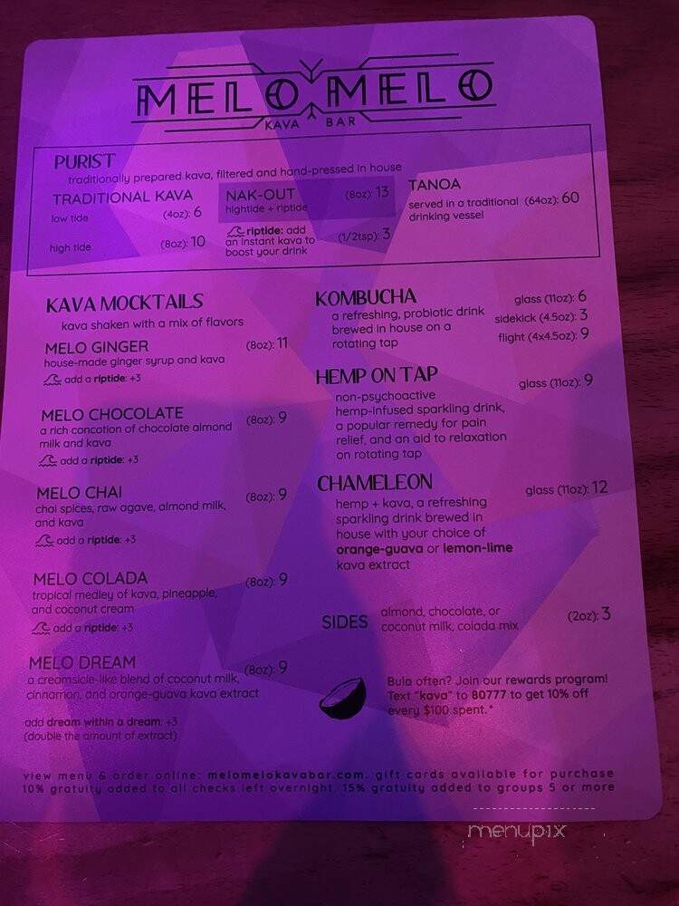Melomelo Kava Bar - Berkeley, CA menu_pic