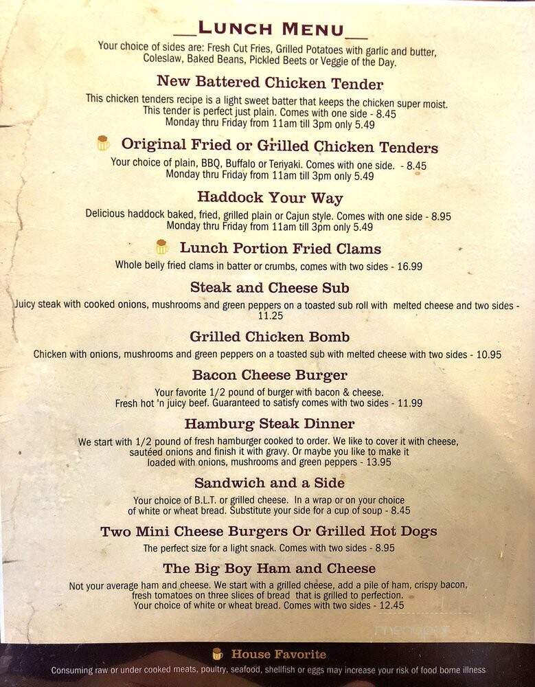 Schemengees Bar & Grille - Lewiston, ME menu_pic
