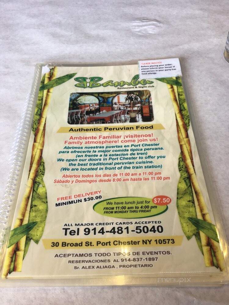 Bambu Restaurant - Port Chester, NY menu_pic