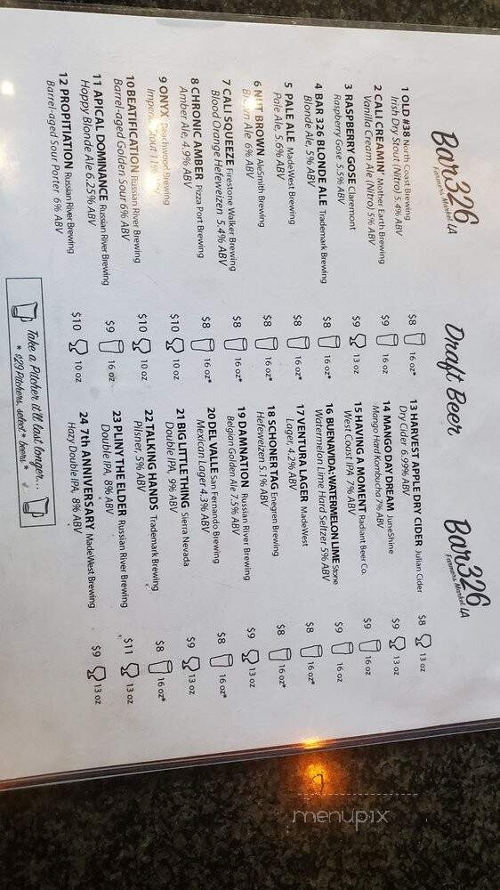 326 - Los Angeles, CA menu_pic