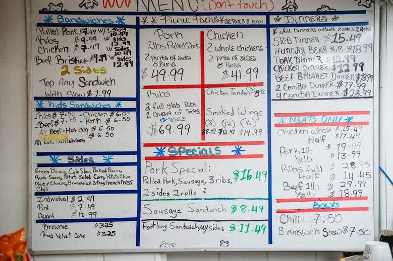 Hungry Bear BBQ - Gatlinburg, TN menu_pic