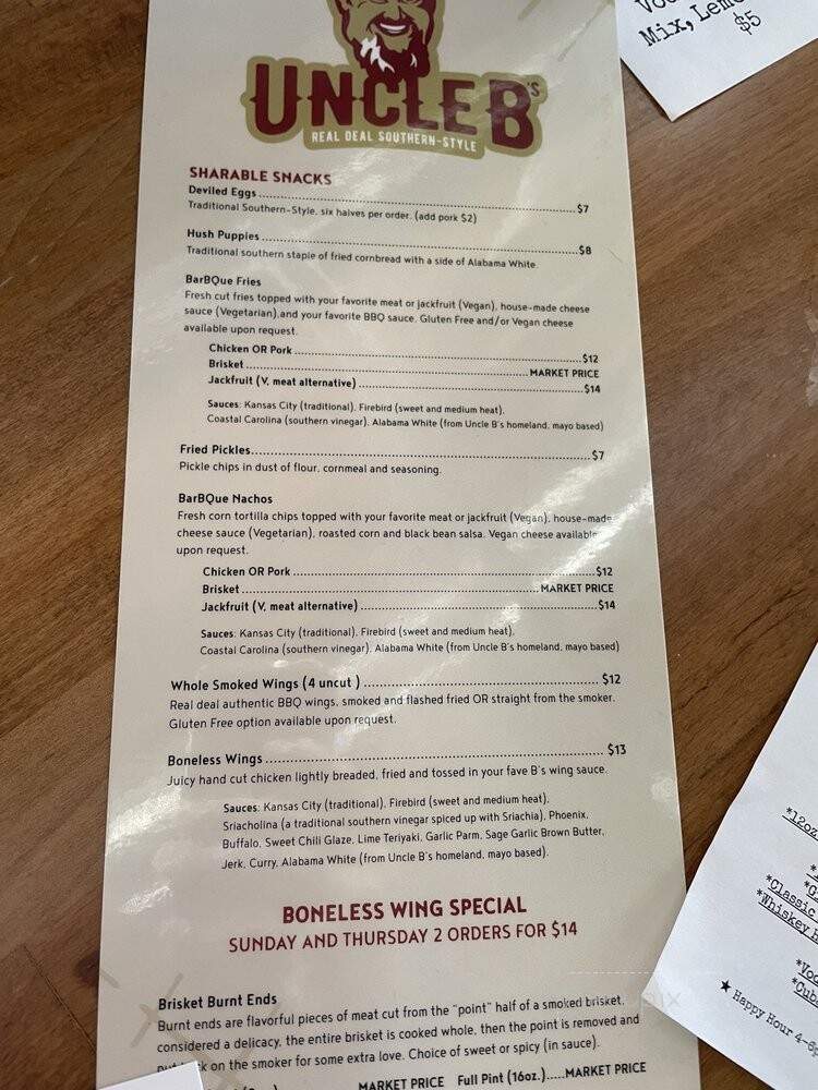 Uncle B's BBQ Shack - Phoenixville, PA menu_pic