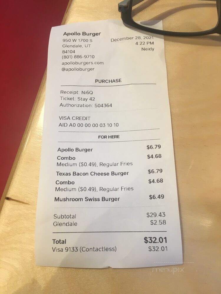 Apollo Burgers - Salt Lake City, UT menu_pic