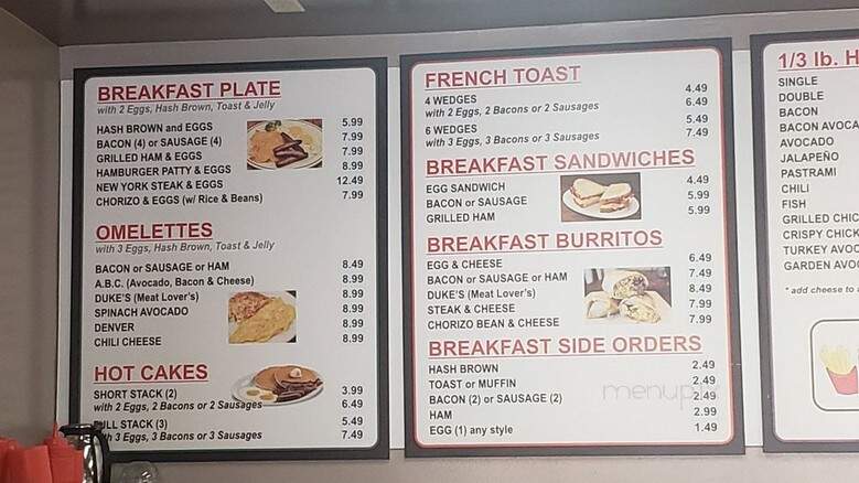 Duke's Burgers - Huntington Beach, CA menu_pic