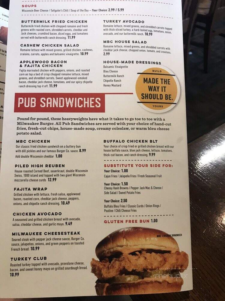 Milwaukee Burger Company - Appleton, WI menu_pic