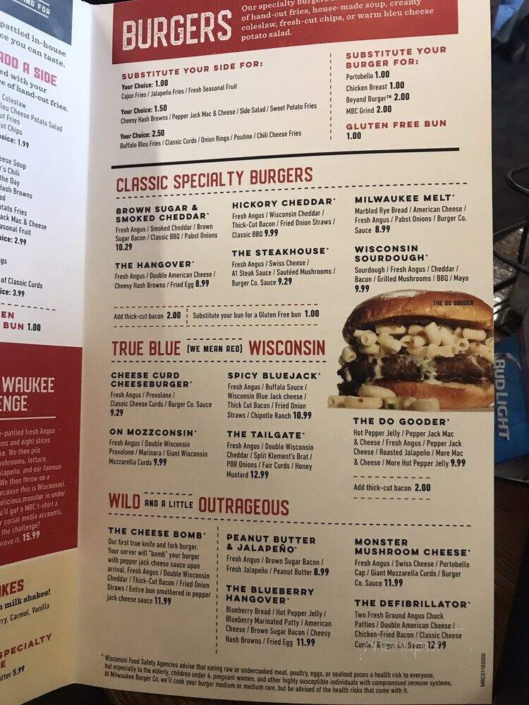 Milwaukee Burger Company - Appleton, WI menu_pic