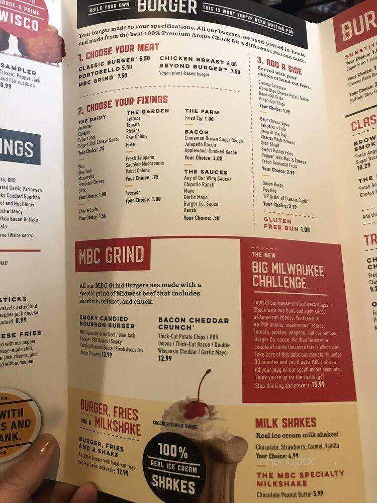 Milwaukee Burger Company - Appleton, WI menu_pic