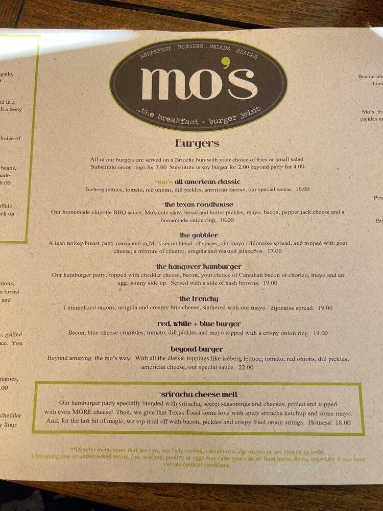 Mo's Breakfast and Burger Joint - Campbell, CA menu_pic