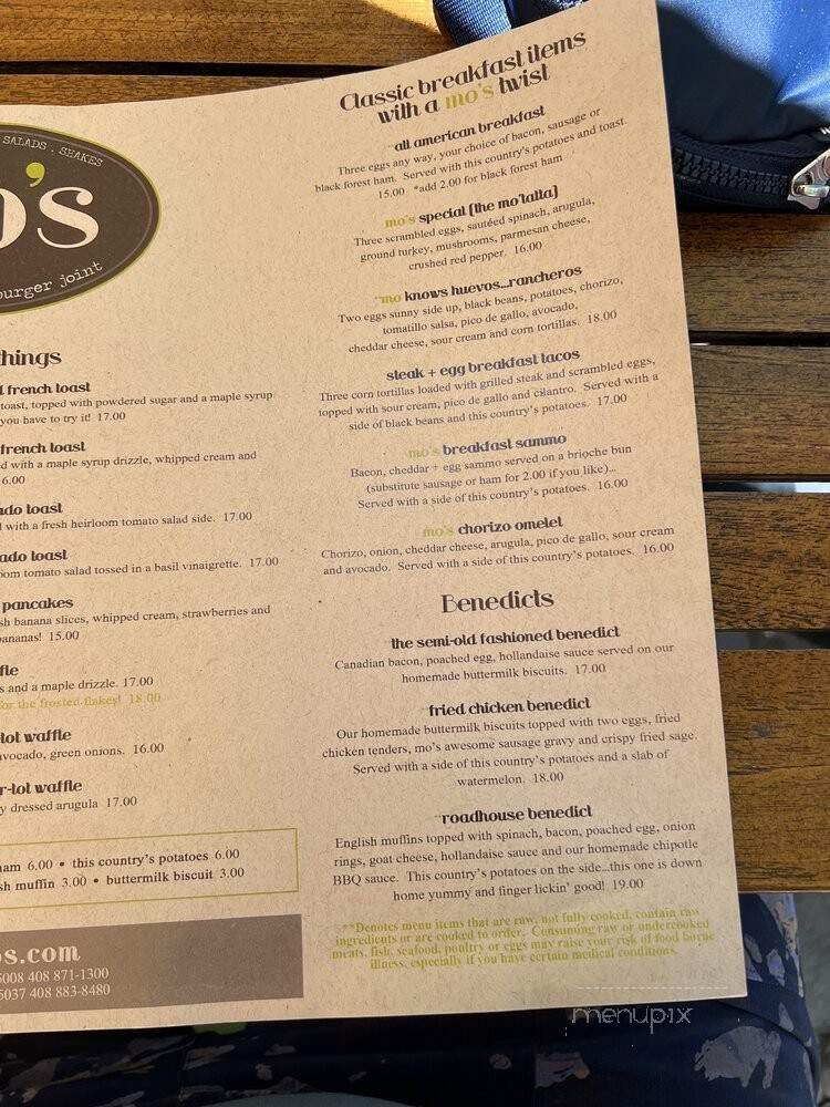 Mo's Breakfast and Burger Joint - Campbell, CA menu_pic