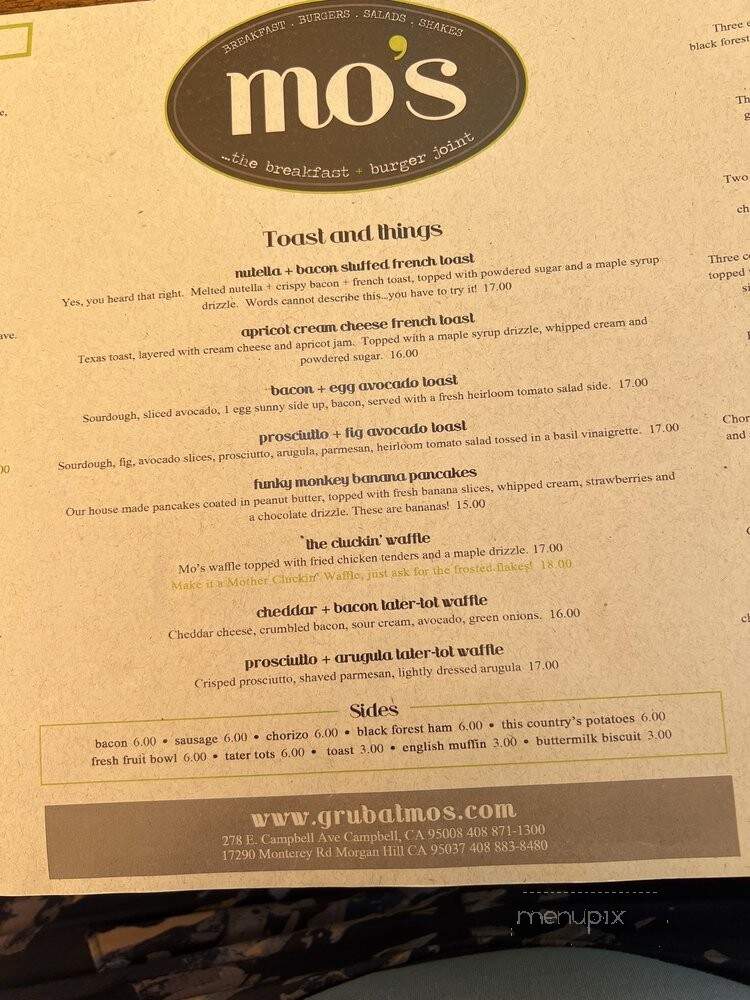 Mo's Breakfast and Burger Joint - Campbell, CA menu_pic