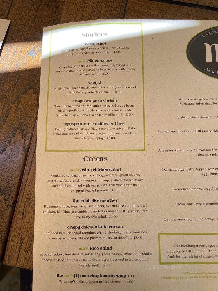 Mo's Breakfast and Burger Joint - Campbell, CA menu_pic