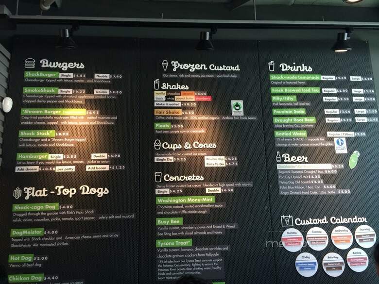 Shake Shack - Tysons, VA menu_pic