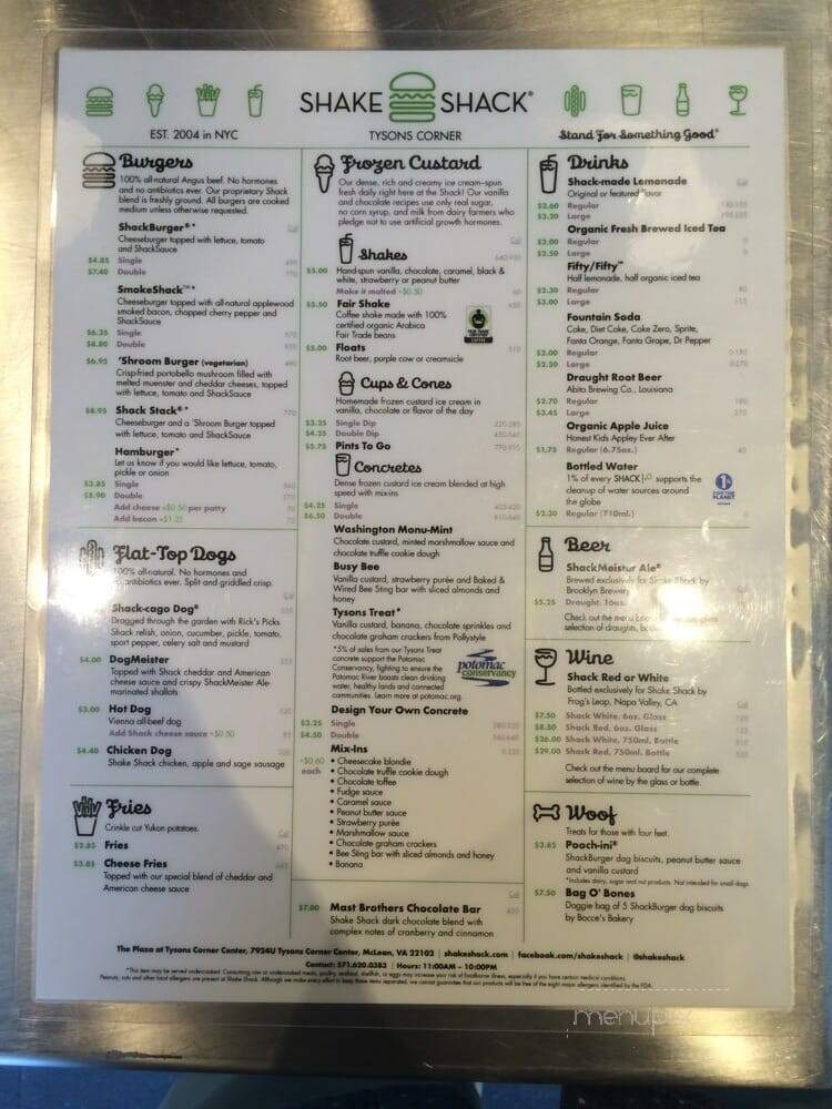 Shake Shack - Tysons, VA menu_pic