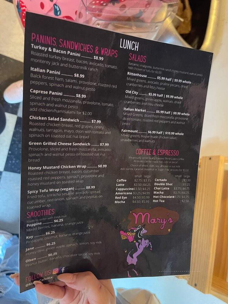 Mary's Pop Shop - Austin, TX menu_pic