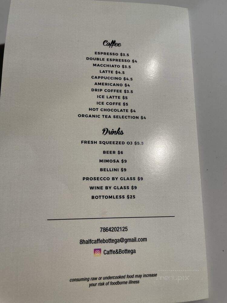8 1/2 Caffe & Bottega - Miami, FL menu_pic