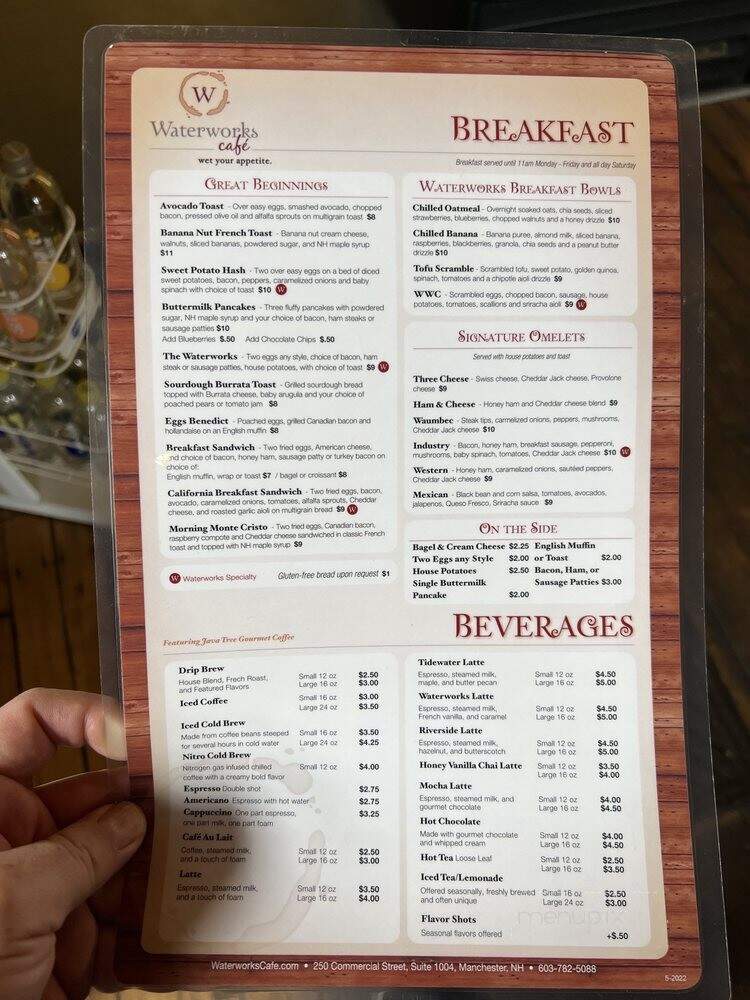 Waterworks Cafe - Manchester, NH menu_pic