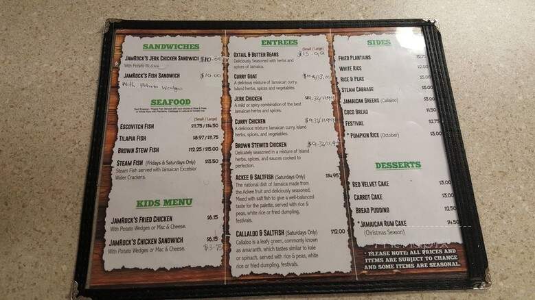 Jamrock Caribbean Cuisine - Coatesville, PA menu_pic