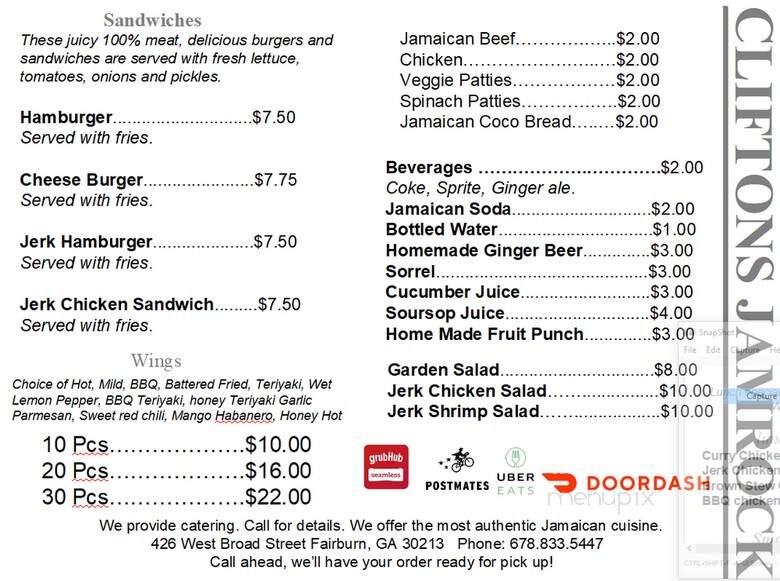 Cliftons American West Indian - Fairburn, GA menu_pic