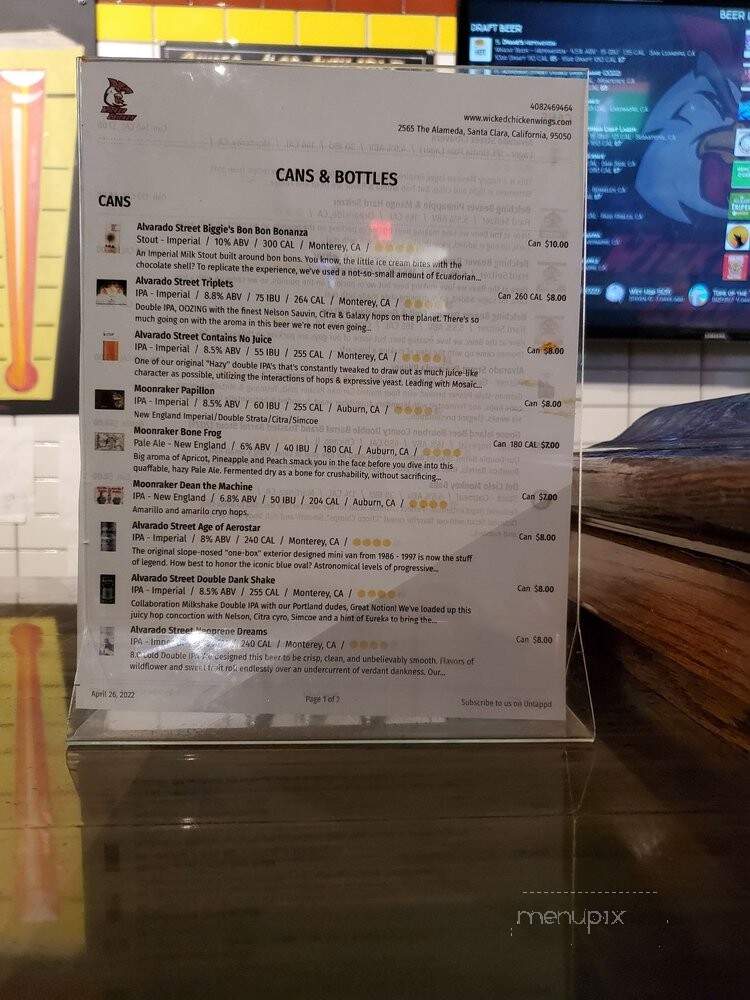 Wicked Chicken - Santa Clara, CA menu_pic