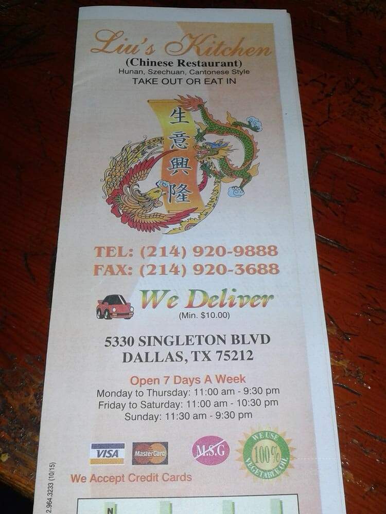 Lin's Kitchen - Dallas, TX menu_pic