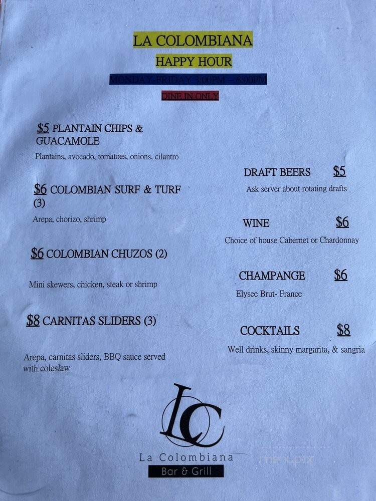 La Colombiana - San Clemente, CA menu_pic