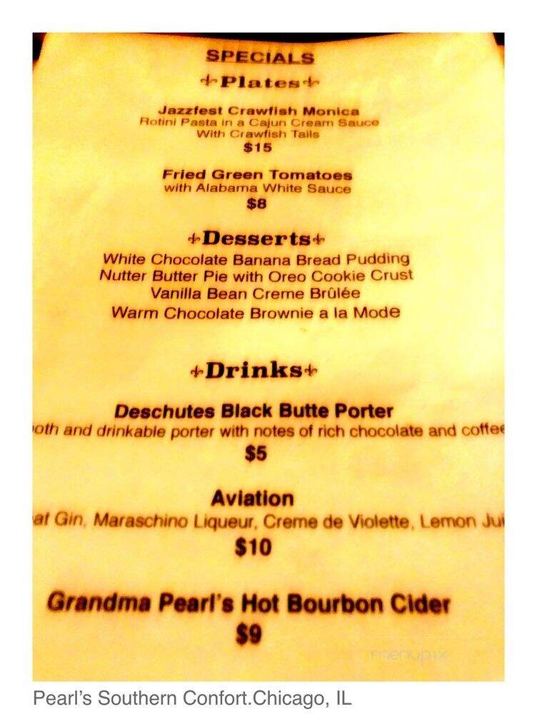 Pearl's Southern Comfort - Chicago, IL menu_pic
