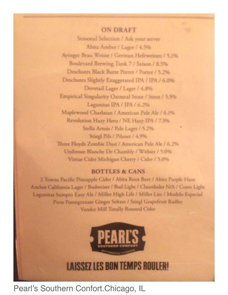 Pearl's Southern Comfort - Chicago, IL menu_pic