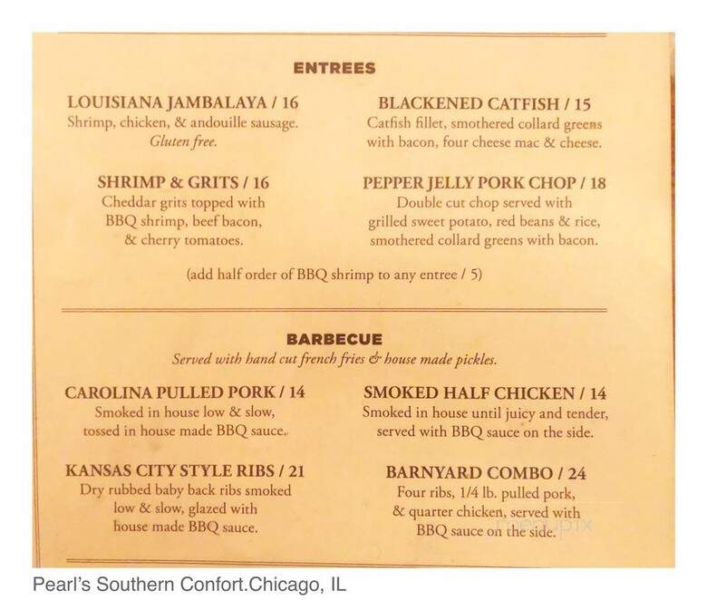 Pearl's Southern Comfort - Chicago, IL menu_pic