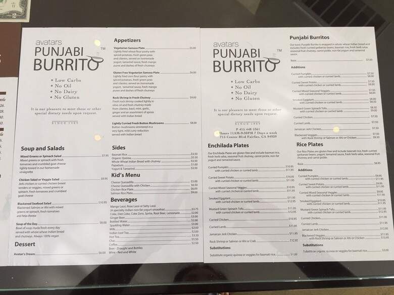 Avatar Punjabi Burritos - Fairfax, CA menu_pic