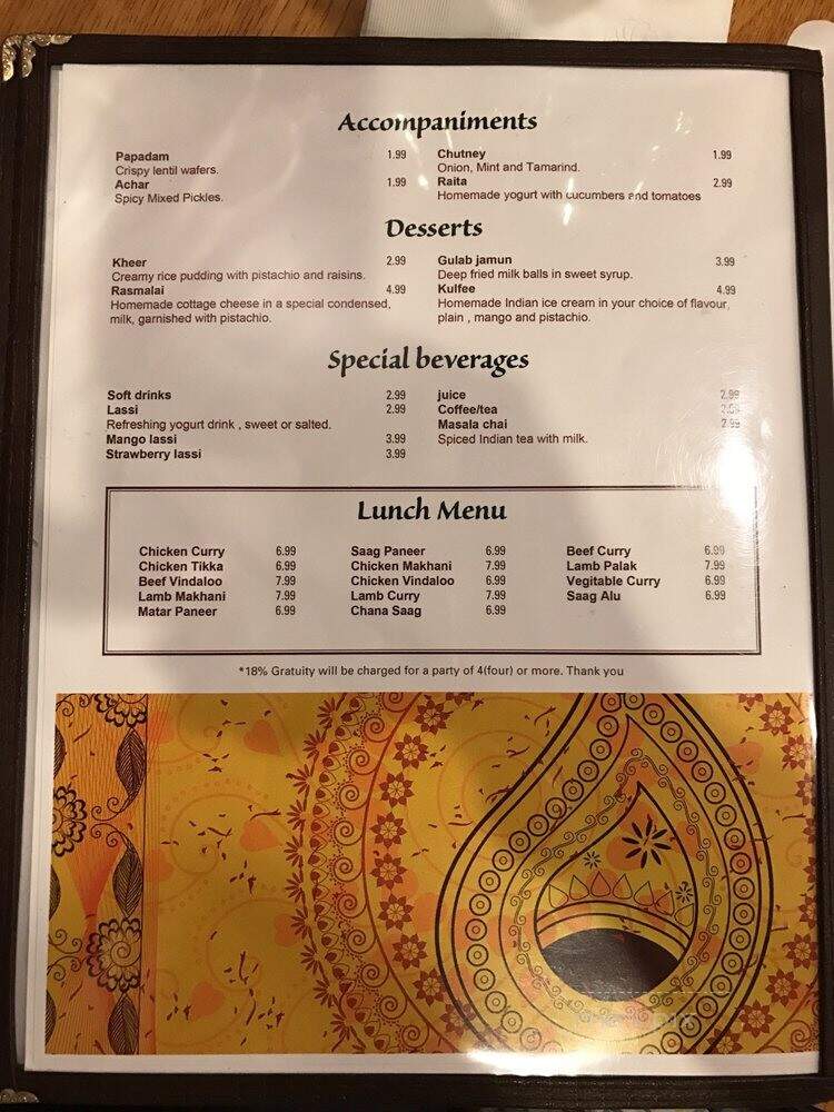 Flavors Indian Restaurant - Canandaigua, NY menu_pic