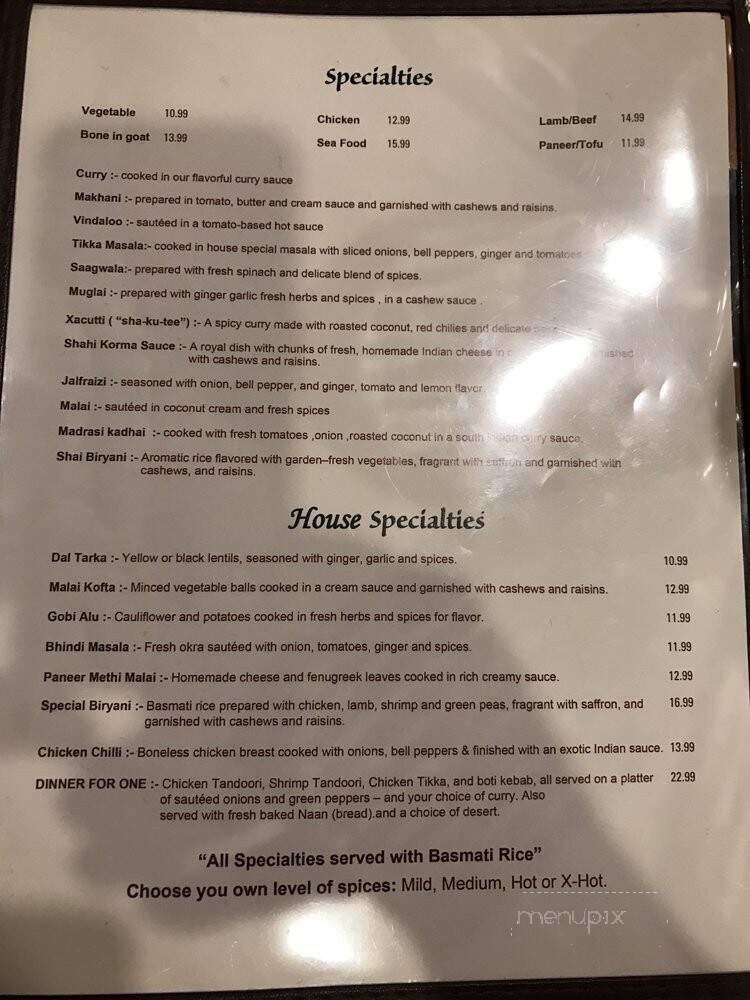 Flavors Indian Restaurant - Canandaigua, NY menu_pic