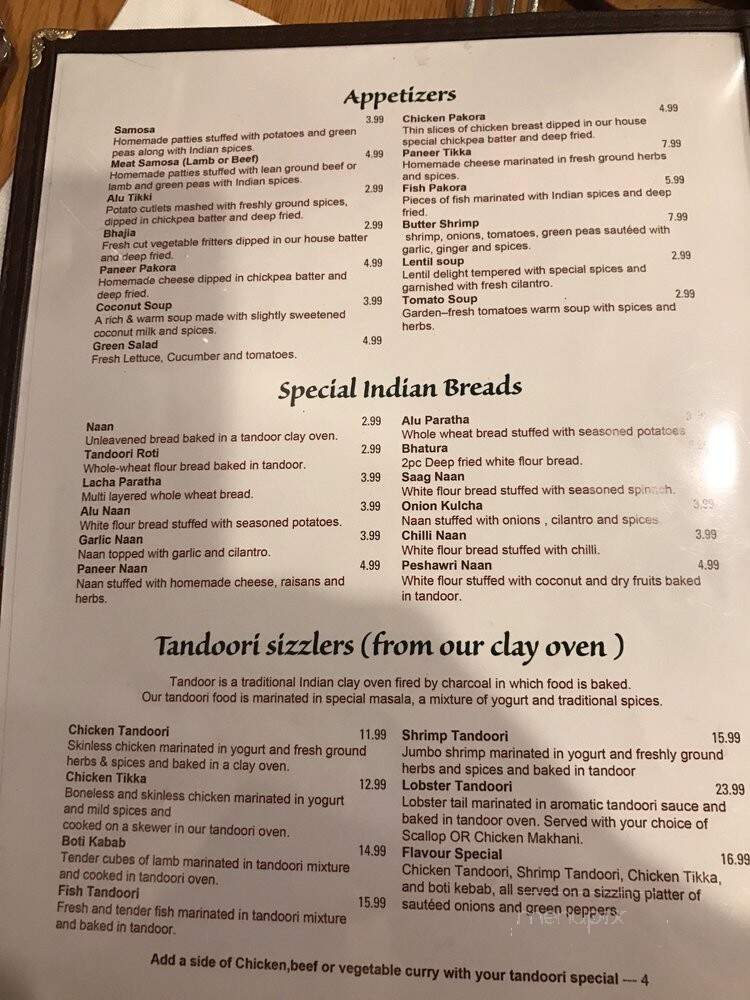 Flavors Indian Restaurant - Canandaigua, NY menu_pic