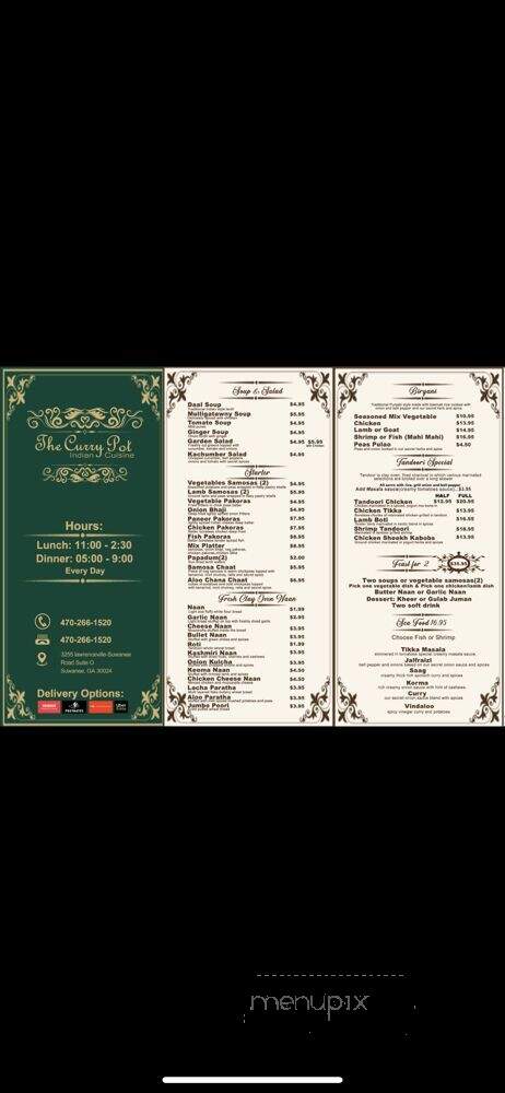 Curry Pot - Suwanee, GA menu_pic