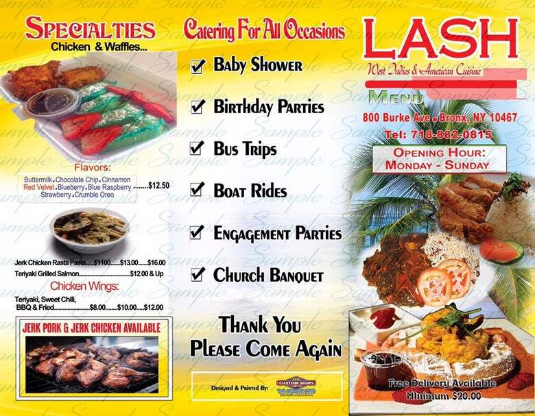 Lash West Indian and American Cuisine - Bronx, NY menu_pic