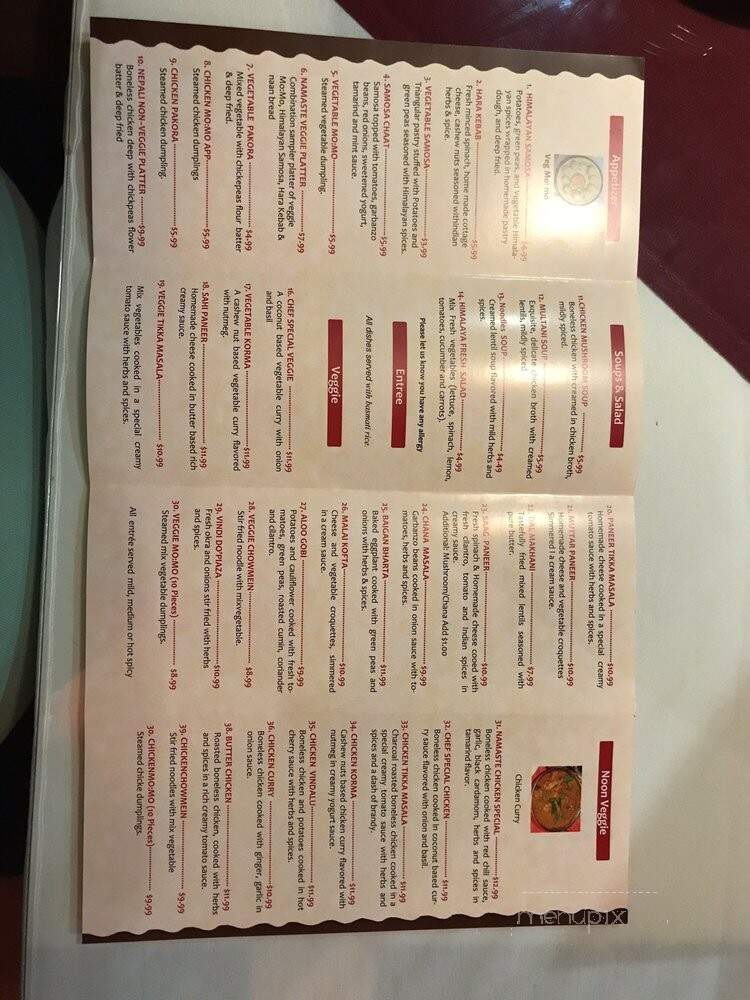 New-Namaste Nepal Restaurant - Orangevale, CA menu_pic
