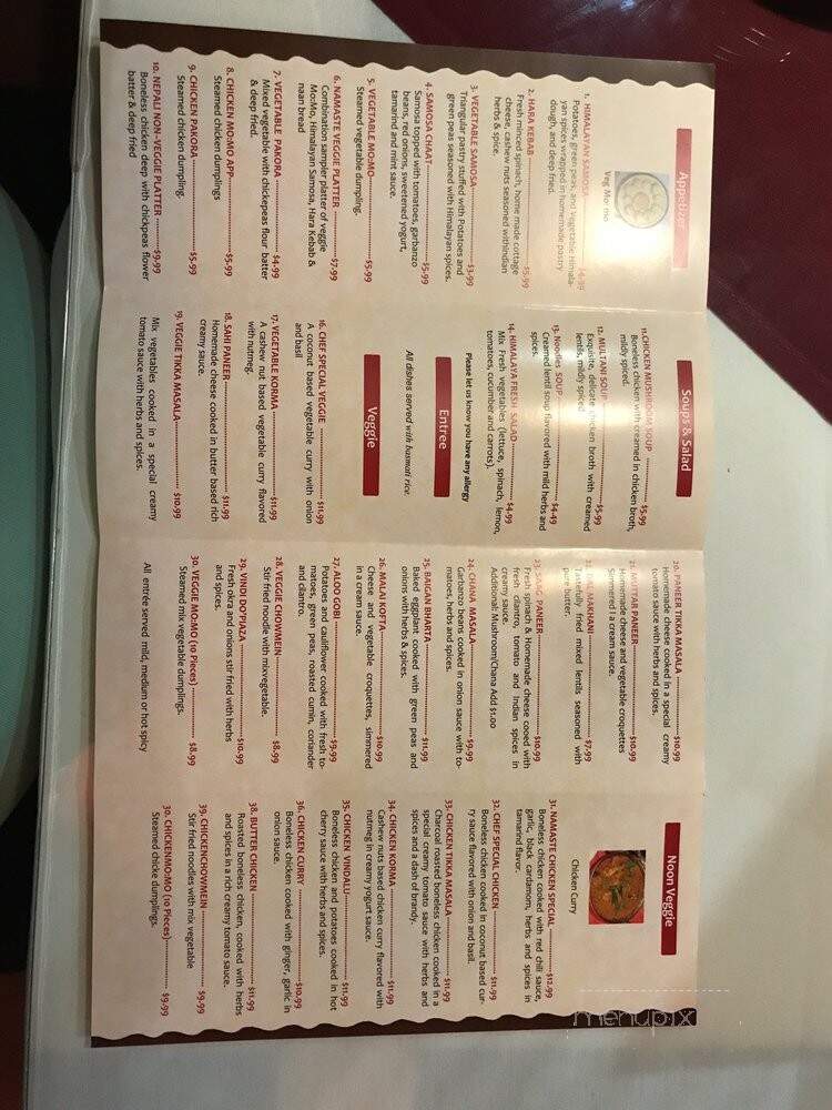New-Namaste Nepal Restaurant - Orangevale, CA menu_pic