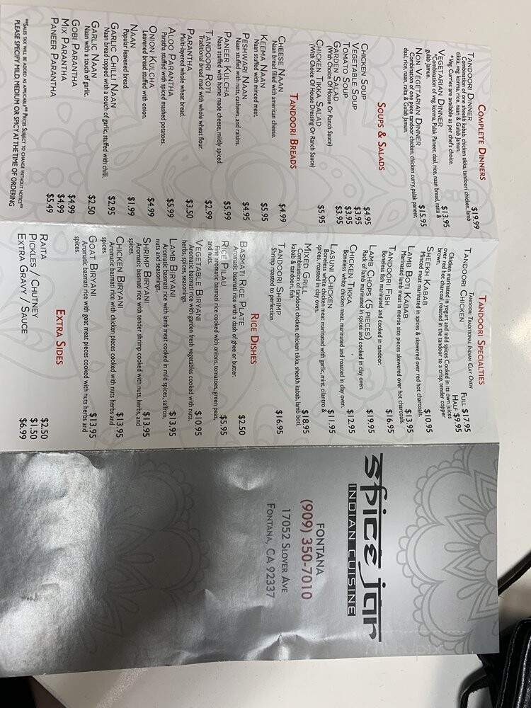 Spice Jar - Fontana, CA menu_pic