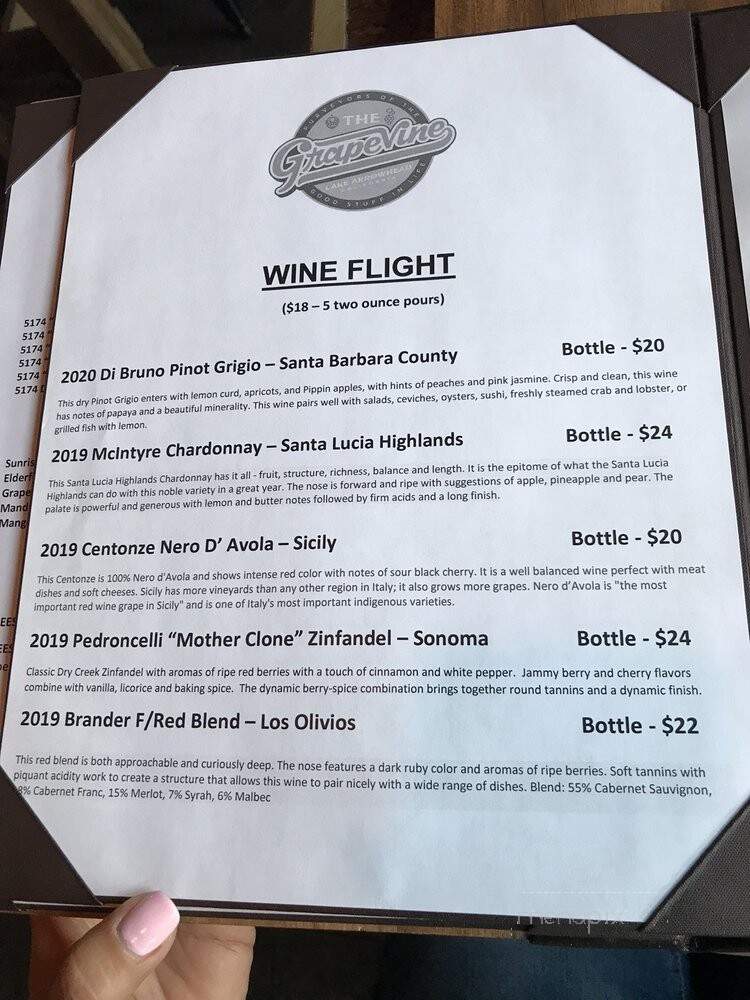 Grapevine - Lake Arrowhead, CA menu_pic