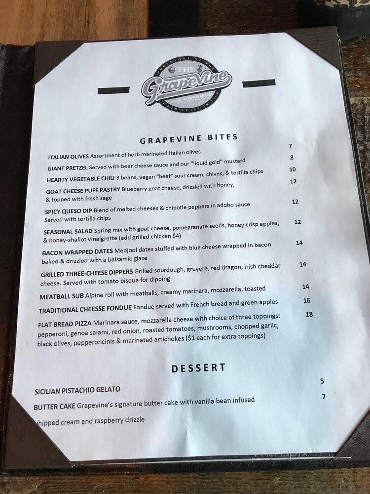 Grapevine - Lake Arrowhead, CA menu_pic