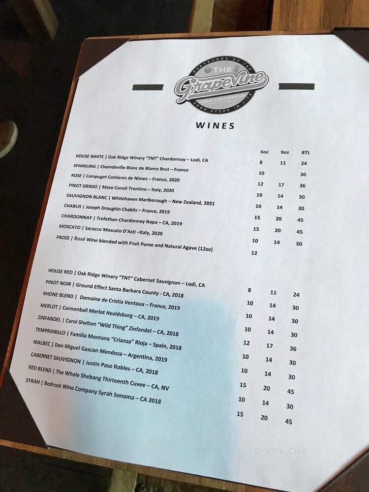 Grapevine - Lake Arrowhead, CA menu_pic