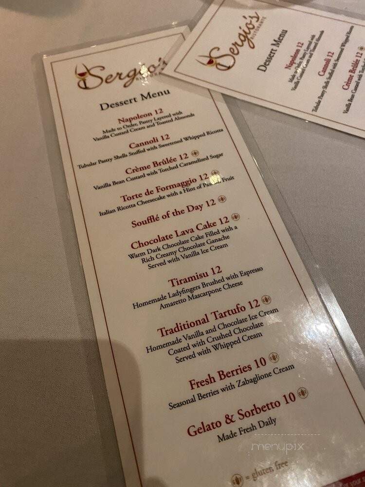Sergio's Ristorante - New Rochelle, NY menu_pic