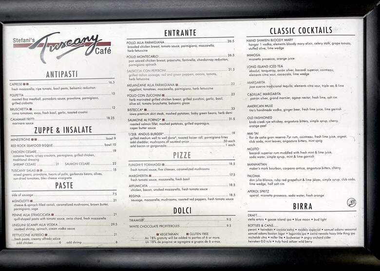 Tuscany - Chicago, IL menu_pic