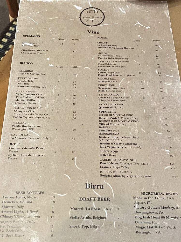 Tutto Pizza & Pasta - Key Biscayne, FL menu_pic