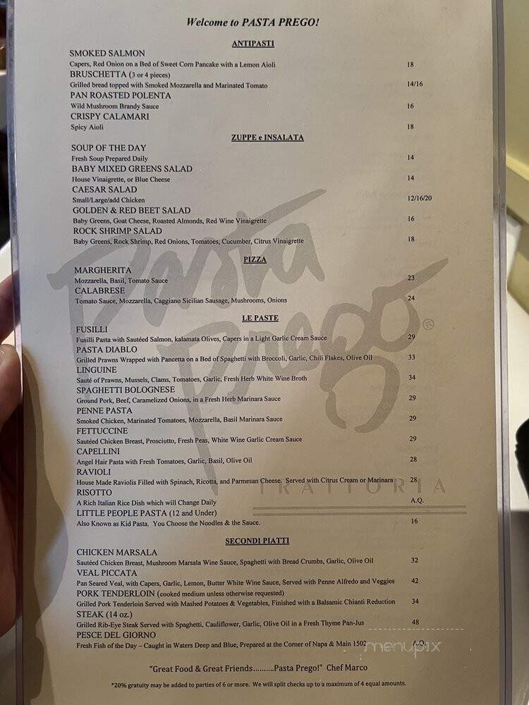 Pasta Prego - Napa, CA menu_pic
