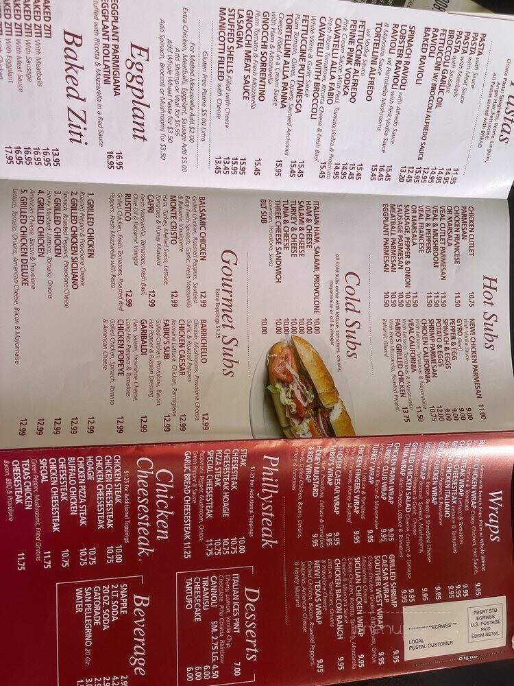 Fabio's Bistro - Fanwood, NJ menu_pic