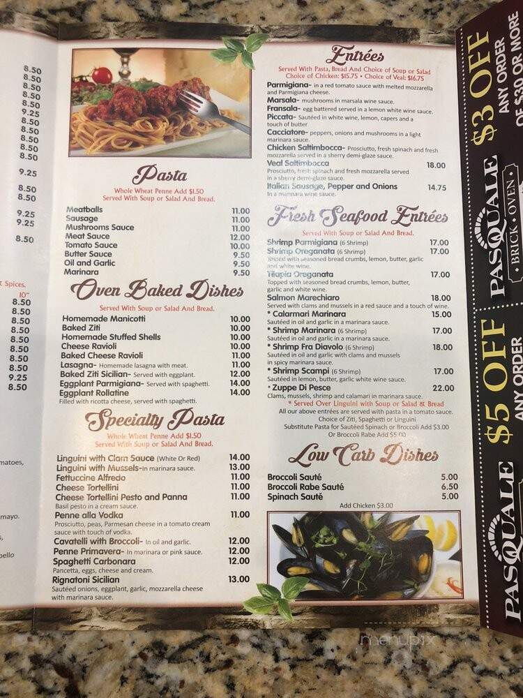 Pasquale Brick Oven Pizza - Milltown, NJ menu_pic